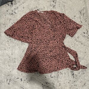 Zara Animal Print Blouse - Pink and Black